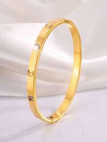 Bộ 4 chiếc vòng tay mạ vàng 18K đính đá Zirconia, không gây dị ứng, sang trọng, có thể xếp chồng lên nhau, quà tặng cho nữ, các cặp đôi, ngày Valentine, tình bạn. - Nhiều màu - Xem 10