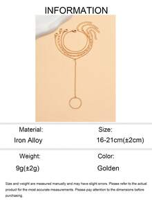 2pcs/Set Starry Moon Tassel Element Finger Chain Set, Fashionable Double-Layer Stackable Bracelet, Handmade Adjustable Length, Suitable For Holidays, Daily Wear, Dates, And Photo Shoots - Gold - View 5