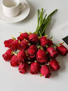 6pcs Artificial Silk Rose Flowers, 25cm Long Fake Rose Stems, Suitable For Valentine's Day, Mother's Day, Home Wedding Party Decor, Tabletop Centerpiece, DIY Wedding Bouquet - Multicolor - View 3