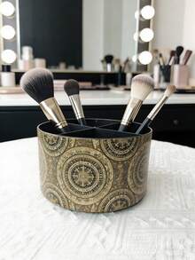 360° Rotating Makeup Organizer, Art Supplies Organizer, Remote Control Organizer, 4-Compartment Multi-Function Pen Holder Desktop Stationery Organizer (Magpie On Branch) - Multicolor - View 8