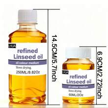 ELHUA Refined Linseed Oil, Suitable For Oil Painting Creation. Linseed Oil Medium, Oil Painting Thinner For Artists. Can Enhance Fluidity, Semi-Transparency And Gloss. Refined Linseed Oil Is One Of The Most Commonly Used Oils For Artists, Can Be Added To Other Oils To Slow Drying, Reduce Paint Concentration, And Improve Gloss And Transparency. Use Appropriate Amount To Dilute Oil Paints. - Flaxseed Oil - View 5