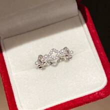 1pc Cubic Zirconia Pearl Flower Open Ring For Women Adjustable Daily Jewelry - Flower Pearl Ring - View 7