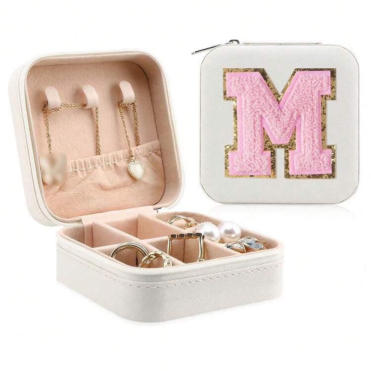 大容量多隔层珠宝收纳盒，带字母装饰 - Embroidered Letter - 查看 33