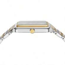 Fossil Reloj de pulsera de mujer con esfera rectangular de nácar con números romanos, de dos tonos, con cadena de metal, de cuarzo, de moda, adecuado para uso diario casual, citas, fiestas y otras ocasiones - Plata + oro - Ver 7