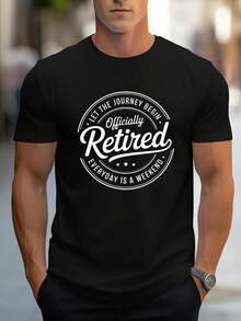 Camiseta Gráfica de Jubilación para Hombre - Camiseta 'Oficialmente Jubilado: Cada Día es Fin de Semana' - Camiseta de Cuello Redondo de Tela Gruesa para Regalo de Fiesta de Jubilación, Ropa Casual para Celebración de Jubilación - Divertido Regalo de Cumpleaños de Jubilación para Él, Camiseta de Corte Holgado, Lavable a Máquina - Negro - Ver 1