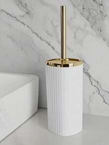 1 Set Gold-Plated Long Handle Toilet Brush, Thoroughly Cleans Toilet, Bathroom Cleaning Tool, Combining Aesthetics And Functionality, Easy Toilet Cleaning - White A - View 10