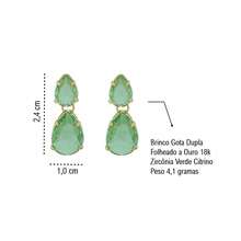 Women's Gold-Plated Costume Jewelry Set With Chain Earrings And Double Drop Pendant - verde menta - Ver 3