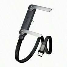 2pcs/1pc 240W Fast Charging Data Cable With Phone Holder, 90° Angled Plug, 360° Rotation, Multi-Angle Adjustment, Braided Cable, Suitable For IPhone 17 And Gaming Phones; 240W Holder Charging Cable For IPhone 17, Tablets And Fast Gaming Charging - Black - View 10