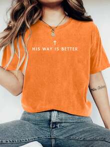 His Way Is Better Christian Shirt Comfortable Color Cute Christian Merch Jesus Shirt Simple Christian Faith Gift For Teenagers Christian Clothing - Orange - View 9