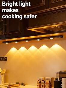 1pc Cat Eye Motion Sensor Cabinet Light USB Rechargeable LED Light Strip Dimmable 3 Color Temperatures Suitable For Kitchen Wardrobe Cabinet Bedroom Hallway - Three Colors Of Light - View 3