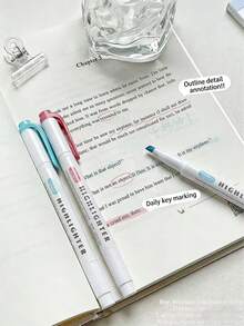5 Stück, Doppelköpfiger Textmarker zum Markieren und Unterstreichen, kein Verschmieren auf Papier, hochwertiges Aussehen, Studenten Farbplaner Stift, speziell für Studenten geeigneter Wasserfarben Stift, Doppelköpfiger Textmarker speziell für Kunststudenten, Textmarker speziell für Schüler und Studenten, kompatibel mit Kunstbüchern für Studenten - Sätze - Übersicht 4
