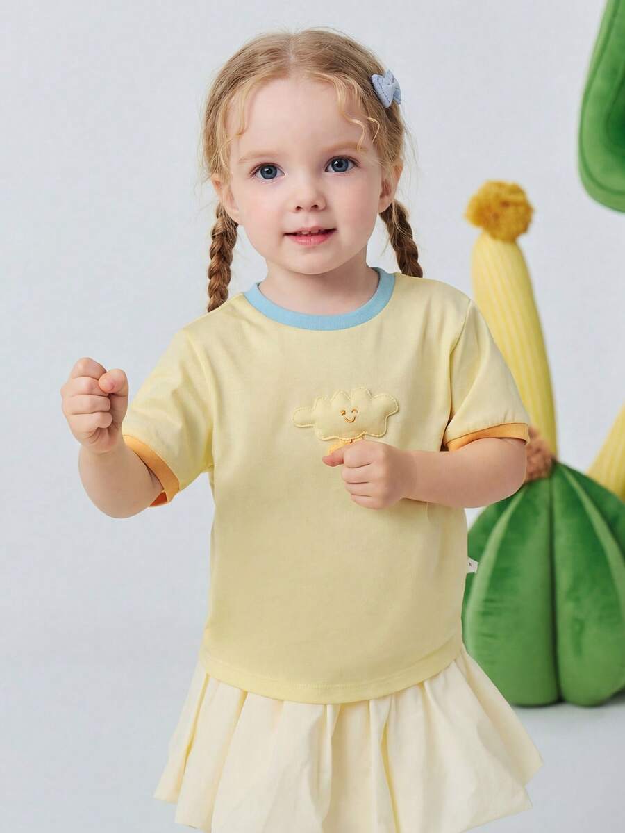 mini bala 2026夏季女嬰網眼透氣快乾輕量上衣 - 乳黃 - 查看 1