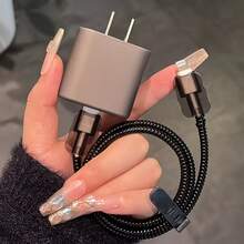 5pcs Matte Gray Charging Adapter Protector Case, Data Cable Protector, Winding Organizer Compatible With Iphone 14/15 Pro Max, 13/12/11 18/20W Charger, Boyfriend/Girlfriend Gift - Multicolor - View 1