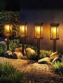 1/2pcs Solar Path Lights, Solar Garden Decor Landscape Lights, Outdoor Solar Lighting, Suitable For Walkway, Yard, Backyard, Lawn Lighting Decoration - One Size Fits All - View 3