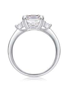 925纯银莫桑石戒指，低过敏性，订婚/结婚戒指，简约独特设计，百搭日常佩戴，婚礼/周年纪念/生日礼物，附赠礼盒和证书 - 銀色 - 查看 10