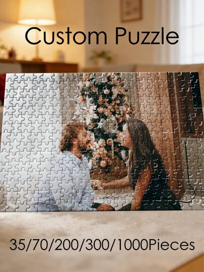 1pc Customizable Wooden Puzzle, Suitable For Father's Day/Mother's Day/Wedding Decoration, Customizable Size Puzzle For Home Decor/Wall Decor/Gift For Boyfriend, Personalized Large Puzzle For Bathroom Decor/Halloween Decor/Home Decor, Personalized Wooden Puzzle For Personalized Gift/Office/Wall Decor/Home Decor/Tea Room/Dining Room