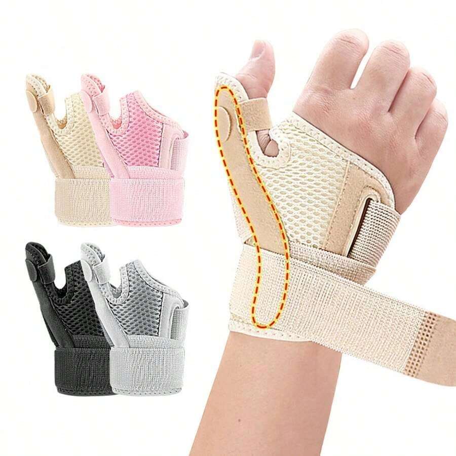 1Pc Adjustable Thumb Spica Splint, Breathable Sports Thumb Support Wrist Protection Wrist Thumb Brace, Thumb Stabilizer Wrist Brace Support For Men Women Carpal Tunnel Arthritis, Tenosynovitis - Fits Men Women Sports XJ7M - Multicolor - View 1