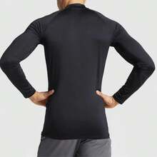 Men's Thermal T-Shirt With High Neck, UV Sun Protection, Second Skin, Long Sleeves - 黑色 - 查看 3