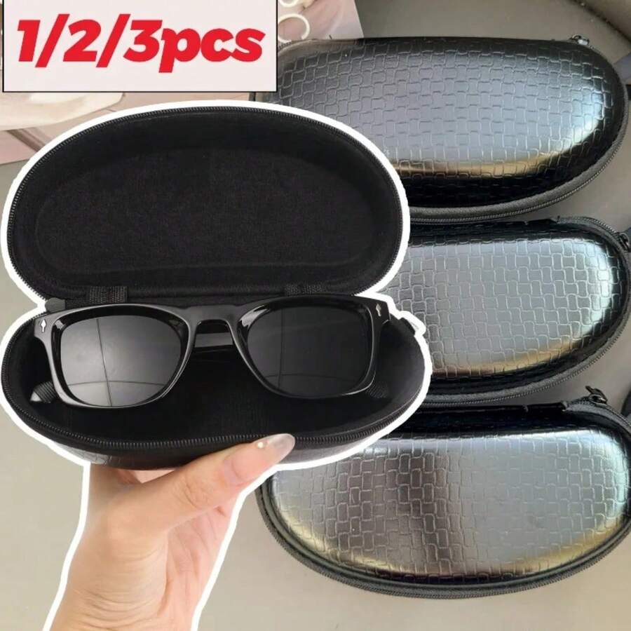 Portable Leather Fashion Glasses Case With Soft Interior, Slim Lightweight Travel Eyewear Protector Bag, Durable Eyeglasses Storage Organizer For Oversized Fashion Glasses, Fashion Luxury Gift Box For Daily And Travel Use - Multicolor - View 1