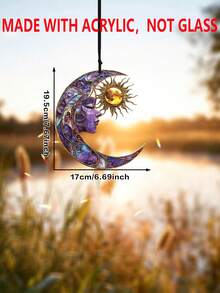 1 chiếc trang trí treo tường hình trăng lưỡi liềm và mặt trời màu tím vàng, chất liệu acrylic, phong cách huyền bí, thích hợp cho phòng ngủ, nhà bếp, sân hiên, làm quà tặng cho mẹ, trang trí không gian thiền định, trang trí phong cách tự nhiên, tranh treo tường phong cách Boho, trang trí chiêm tinh, điểm nhấn phong cách Hippie. - Nhiều màu - Xem 10