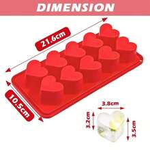 10-Cavity Heart Shaped Silicone Tray - Flexible Handmade Ice Mold For Chocolate, Pudding, Jelly And Candy Making, Suitable For Refrigerator, Kitchen Accessories, Reusable Trays - Multicolor - View 5