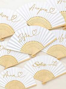 1 pièce Éventails personnalisés, éventails pliants de mariage, éventails de décoration d'intérieur, cadeaux de demoiselle d'honneur, éventails d'invités, personnalisables avec texte ou noms, élégants, raffinés, de haute qualité, avec plusieurs options de couleurs, décorations essentielles, cadeaux de fête, cadeaux d'anniversaire, cadeaux de la fête des mères - Multicolore - Voir 5