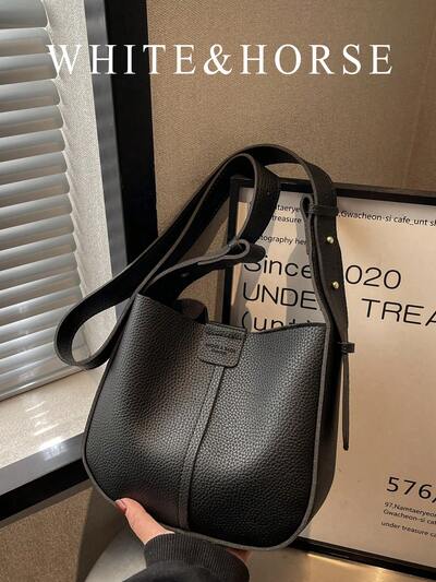 Solid Color Shoulder Bag Letter Embossed Detail With Small Pouch