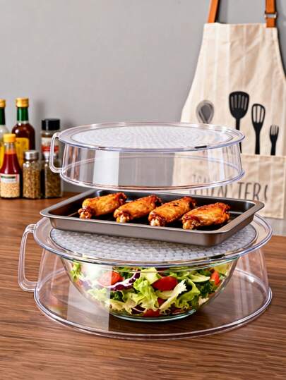 1pc Multifunctional Microwave Splash Guard, Microwave Food Heating Cover, Stackable, Suitable For Vegetables, Fruits And Plates, Outdoor Barbecue, Home Use, Camping Essential, Stackable Design