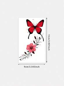 One Valentine's Day Temporary Temporary Tattoo Sticker, Waterproof And Sweatproof, Featuring Colorful Butterflies, Flowers, And Plants. Suitable For Birthdays, Weddings, And Party Decorations, Lasting 3-5 Days. - Multicolor - View 5