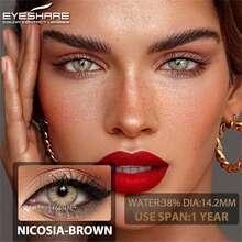 EYESHARE 2 Units/Pair Brown  For Eyes, Natural Lenses For Gray Eyes Of Mixed Race, Green Makeup Lenses For Annual Use, 14.2 Mm, No Prescription - 棕色 - 查看 2