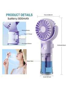 BREEZORA Portable Handheld Misting Fan With Humidifier, USB Rechargeable 4-Speed Adjustable Mini Desk Fan, Suitable For Outdoor And Indoor Use, Gift For Women, Holiday Essential - Handheld - View 6
