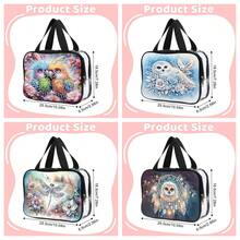 1 pieza Kit de pintura de diamantes Bolsa de cosméticos, diseño de búho, loro, libélula, material de PVC transparente, bolsa de aseo de gran capacidad, organizador de maquillaje de viaje con cremallera portátil - Ver 3