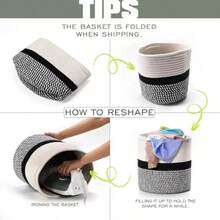 Cotton Rope Basket Cloth Toy Storage Laundry Washing Large Organizer Hamper Laundry Basket Small Dqq - As Shown - View 3