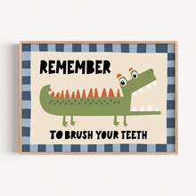 1pc Crocodile Pattern Bathroom Decor: Don't Forget To Brush Your Teeth - A - View 7