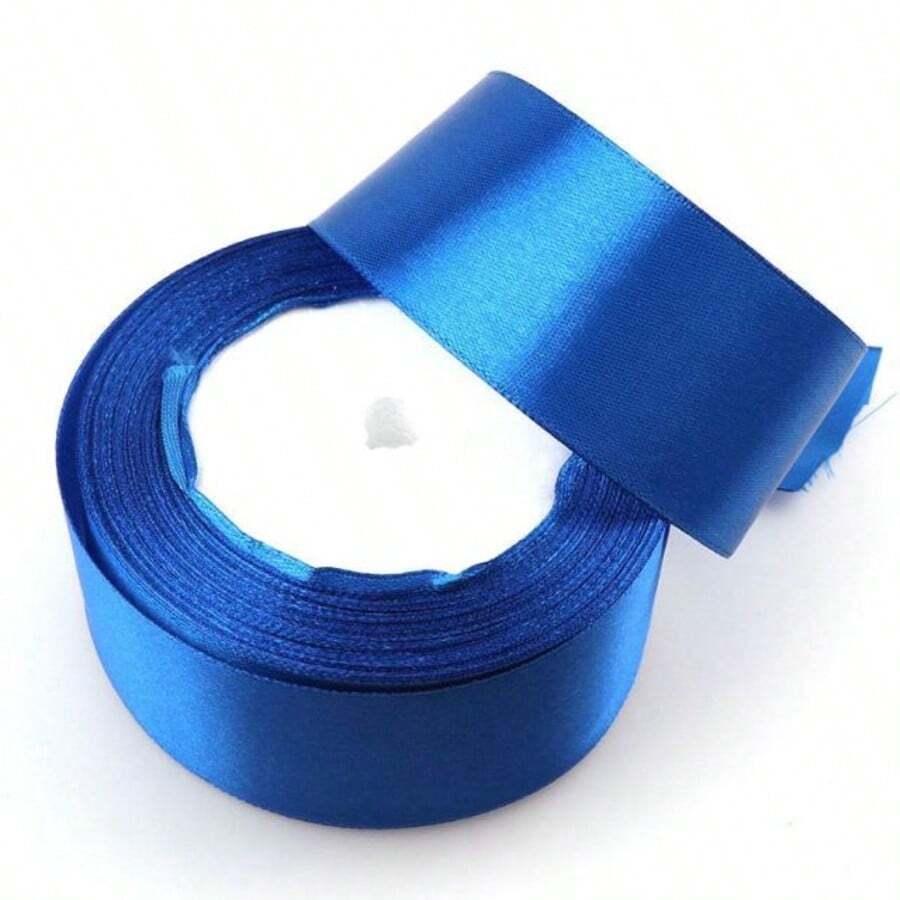 1 Roll 25 Yards Navy Blue Polyester Satin Ribbon, Gift Box, Candy Box, Cake Box, Flower Decor Satin Ribbon, DIY Decoration Ribbon - Dark Blue - View 1