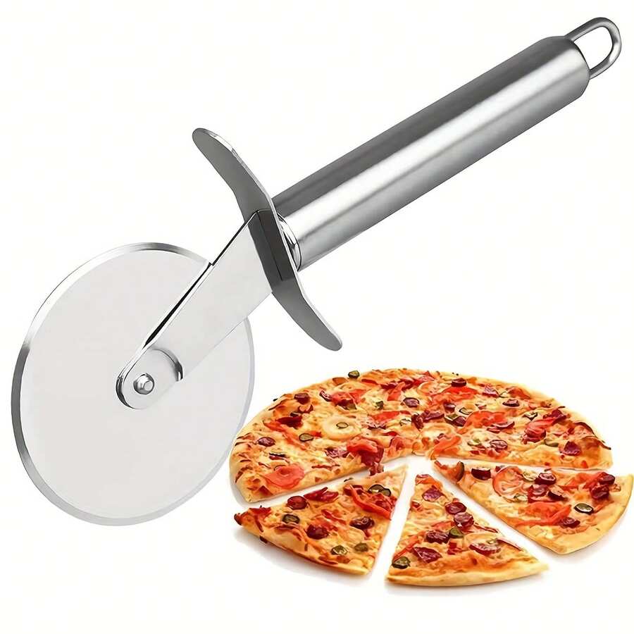 Stainless Steel Pizza Cutter Wheel, Single Wheel Pastry Cutter Roller, Baking Tool, Creative Kitchen Gadget, Multifunctional Cake Roller Cutter, Small Kitchen Tool
