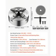 Utensile per tornitura - 4 Spannkrallen 8 Zoll 1-1/2-8 Rückplatte - Visualizzare 7
