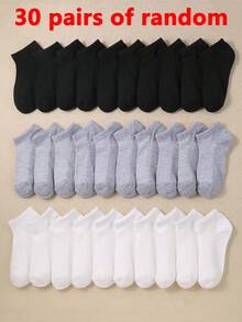 30双黑白灰网眼透气儿童船袜，跑步透气运动袜，适合男孩女孩日常穿着，透气、舒适、柔软，适合学生在校期间穿着，夏季透气袜，适合1-16岁儿童，颜色随机发货 - 彩色 - 查看 17