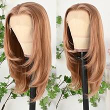 13x4 Layered Brown Wigs Light Brown Lace Front Wigs HD Lace Frontal Wigs Short Curly Lace Front Wig Pre Plucked Glueless Layered Wig Breathable Cap Easy Install Wig Free Part Heat Resistant Fiber Wig For Women Girls Halloween Christmas Party Vacation Daily Used 22 Inch - Blonde - 查看 1