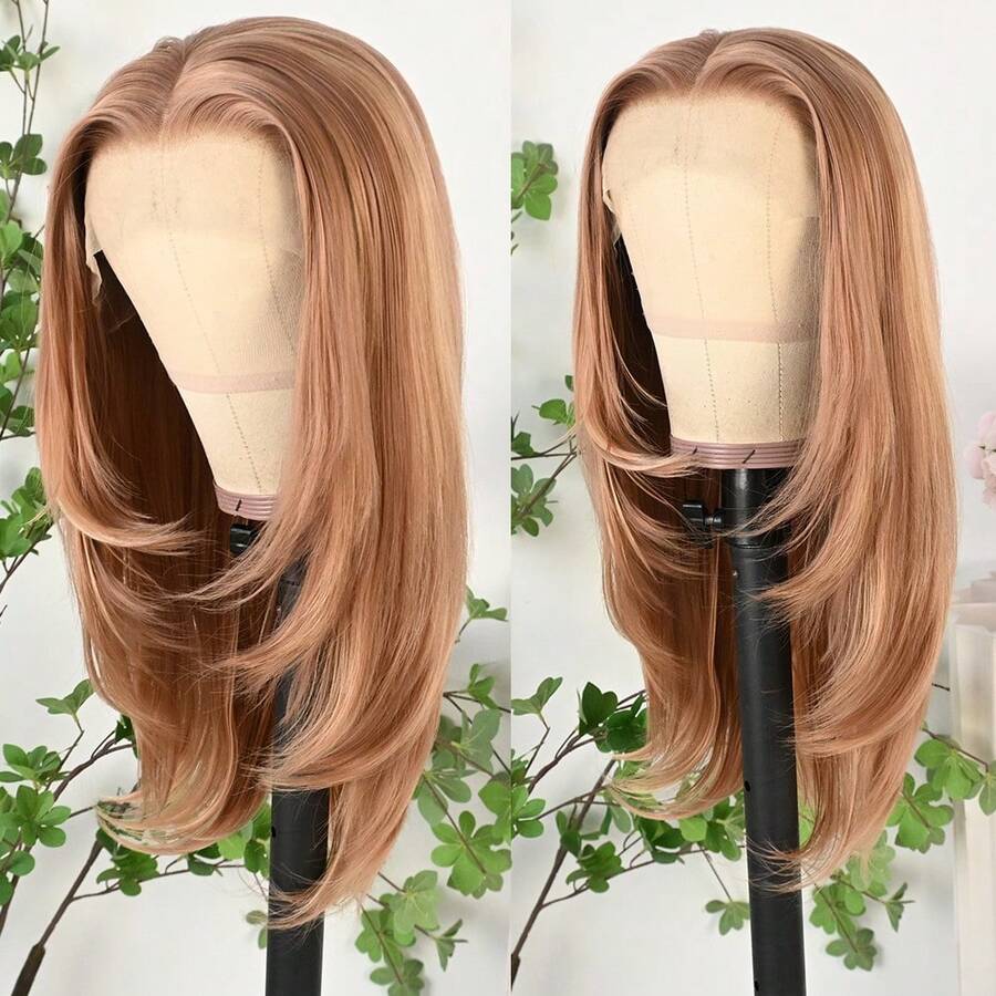 13x4 Layered Brown Wigs Light Brown Lace Front Wigs HD Lace Frontal Wigs Short Curly Lace Front Wig Pre Plucked Glueless Layered Wig Breathable Cap Easy Install Wig Free Part Heat Resistant Fiber Wig For Women Girls Halloween Christmas Party Vacation Daily Used 22 Inch - Blonde - 查看 1