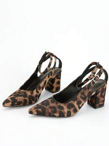 Women's Pointed Toe High Heel Shoes, Leopard Print, Backless, Elegant, Versatile, Spring/Autumn - Leopard - View 6