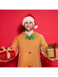 一套成人姜饼人服装，男女通用圣诞姜饼人套装 - 棕色 - 查看 2