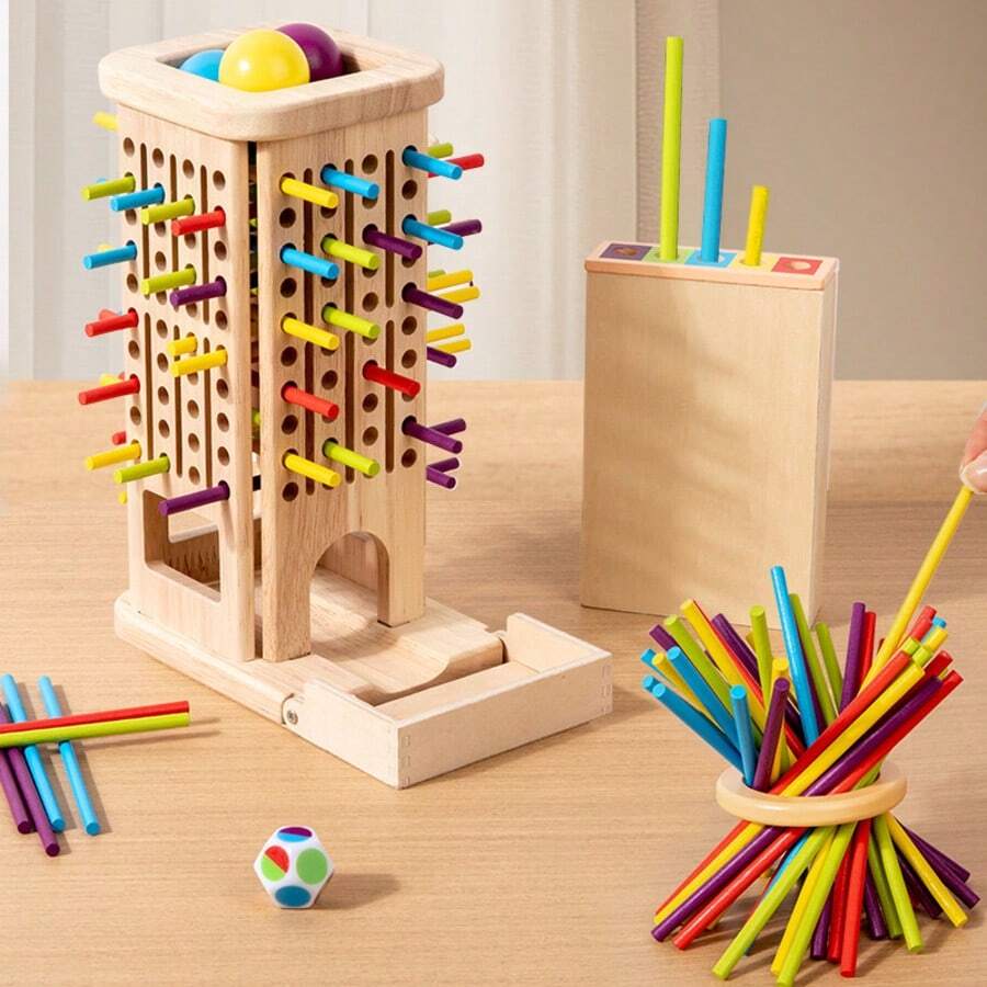 1 pieza Juego de mesa de palitos de madera, rompecabezas interactivo padres-hijos, entrenamiento lógico de educación temprana de madera - Multicolor - Ver 1