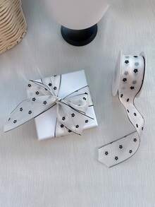 10 Yards Black & White Heart Pattern Ribbon, Elegant Gift Wrapping Decor, Suitable For Weddings And Birthdays, Fashionable Floral Arrangement Ribbon, Fits Various Occasions, DIY Craft Supplies - Multicolor - View 17