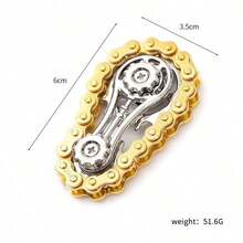 1pc Finger Spinner Fidget Toy, Compact Size, Smooth, Metal Alloy Material, Bicycle Chain Finger Spinner, Punk Style, Gold Asymmetrical Gear Shape, Linkage Mechanism, Stress Relief & Focus Toy, Suitable For Office Desk & Daily Relaxation - Multicolor - View 5