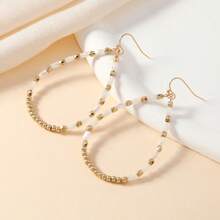 1 Pair Bohemian Vacation Style Elegant Fashion Glass Bead Minimalist Versatile Creative Personalized Exaggerated High-End Earrings Suitable For Daily And Vacation Wear For Women - White - View 2