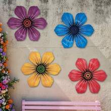 2D Flat 4pcs Wall Floral - Acrylic Outdoor Wall Art, Suitable For Home And Garden Decor, Privacy Fence Or Perfect Accent For Spring/Summer Display, Garden Decor, Suitable For 11 Holidays - A - View 5