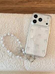 可爱时尚的全屏灰色蝴蝶结波点手机壳，适用于 17 Pro Max、17 Pro、12、13、16、15、14 Pro Max、14、15、16 Plus、11、16、15、13，透明设计，适合作为斋月礼物 - 灰色蝴蝶結 - 查看 4