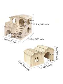 1 Ngôi nhà gỗ cho chuột hamster, Nhà mê cung cho chuột hamster có cầu trượt và cửa sổ, Ngôi nhà nhỏ hai tầng có thể tháo rời thú vị, phù hợp cho chuột hamster, chuột hamster lùn, chuột và các vật nuôi nhỏ khác. - Một cỡ - Xem 7