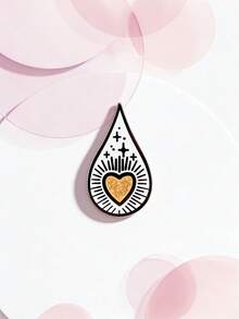 1PC Natural Water Droplet Badge Yellow Flash Heart Brooch Creative Backpack With Unique Design Embellishment And Fun Gift - White - View 1